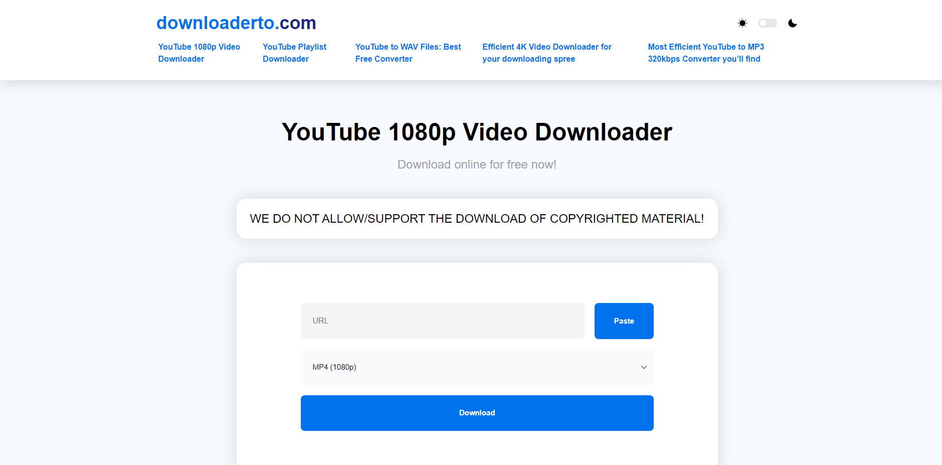 Downloaderto Homepage screenshot